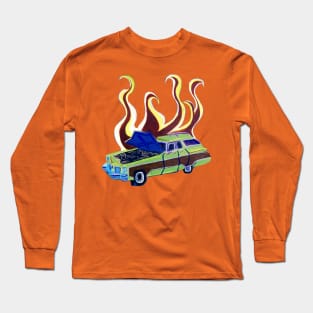 Flaming Station Wagon Long Sleeve T-Shirt